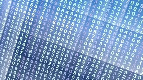 Digital numbers screen then fly down digital number stream Stock Footage 76242137