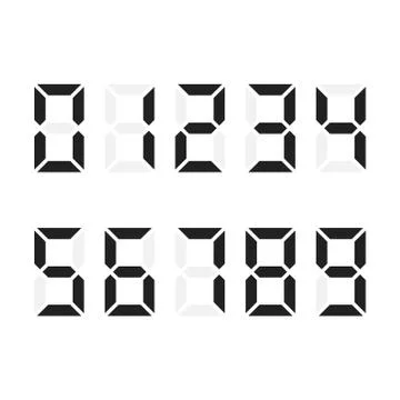 Digital numbers set. Digital number font text. Vector illustration isolated o Stock Illustration