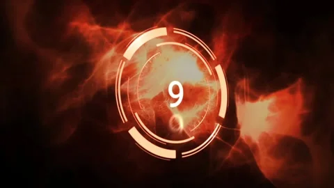 Digital numeric countdown timer from ten to zero on black background Stock Footage 320624040