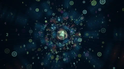 Digital Numeric Data Burst, Abstract Particles Exploding From Central Sphere 스톡 동영상 318219918