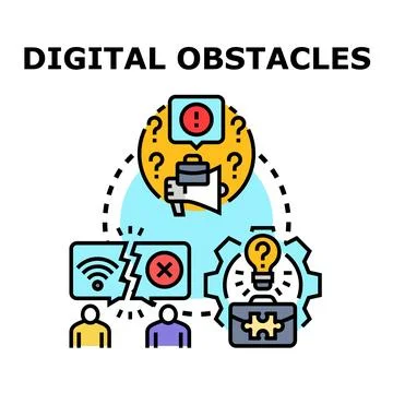 Digital obstacles concept icon illustrating business challenges Stock Illustration