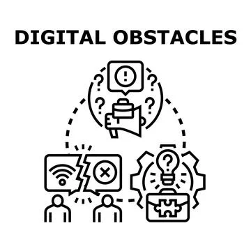 Digital obstacles concept icon illustrating business challenges Stock Illustration