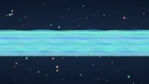 Digital Ocean Wave Line Loop - Teal Aqua Particle Motion Background Stock Footage 341564612