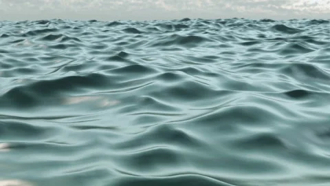 Digital Ocean Waves CGI Animation, Endless Sea Surface Loop Stock Footage 347829334