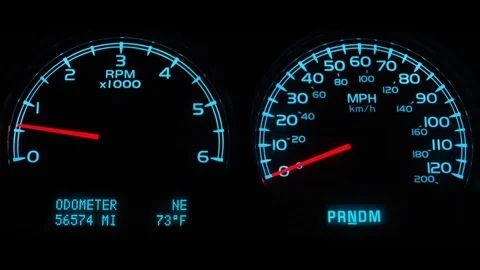 Digital odometer and speedometer on vehicle dashboard Stock Footage 107939937