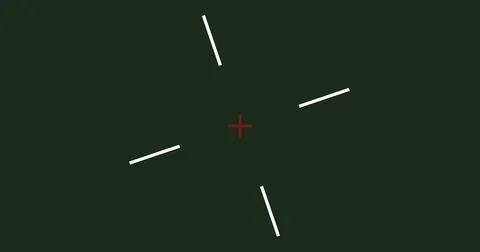 Digital Old school rifle scope target animation lines. Arrow hitting bullse.. Stock Illustration