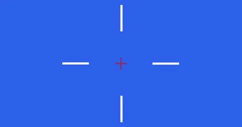 Digital Old school rifle scope target animation lines. Arrow hitting bullse.. Stock Illustration