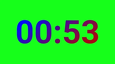 Digital One Minute Countdown Timer Animation On Green Screen Background Stock Footage 343805209