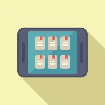 Digital online books stack icon flat vector. Network reading 스톡 일러스트