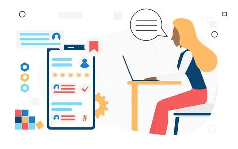 Digital online customer support and help service operator イラスト素材