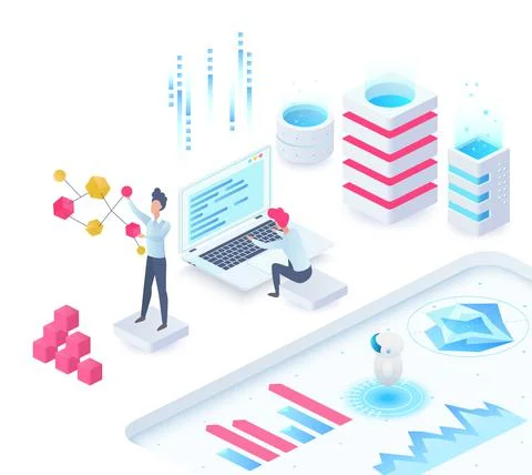 Digital online data center analysis system Stock Illustration