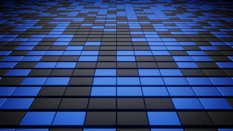 Digital online data technology background with blue square pixels on the grid Stock Footage 204703078