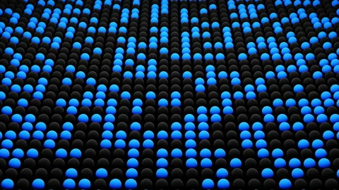 Digital online data technology background with blue and black spheres on grid Stock Footage 204704840