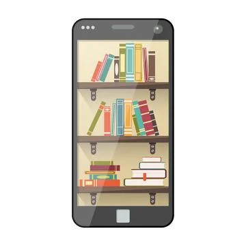 Digital online library on smartphone Stock Illustration
