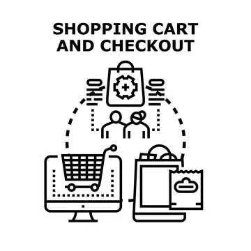 Digital online shopping and e commerce checkout process Stock Illustration