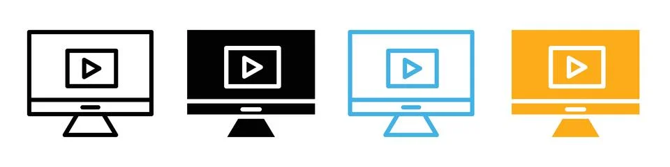 Digital Online Tutorials and E-Learning Course Icons Vector Illustrations f.. Stock Illustration