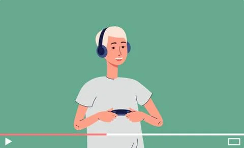 Digital online video tutorials about video games a vector flat illustration Stock Illustration