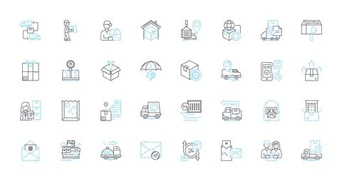 Digital optimization linear icons set. Analytics, Conversion, Engagement Stock Illustration