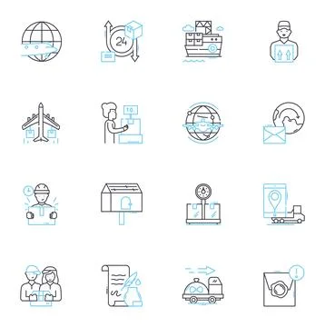 Digital optimization linear icons set. Analytics, Conversion, Engagement Stock Illustration