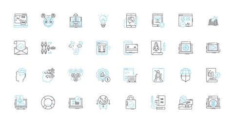 Digital optimization linear icons set. Algorithm, Analytics, Automation イラスト素材