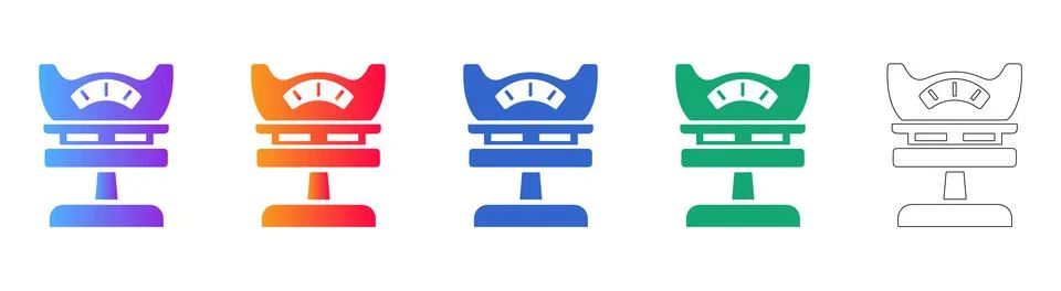 Digital or Mechanical Scale Icon Collection Stock Illustration