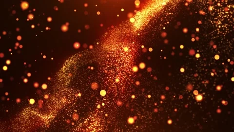 Digital orange and gold waves of particles with light moving background Stock Footage 310735720