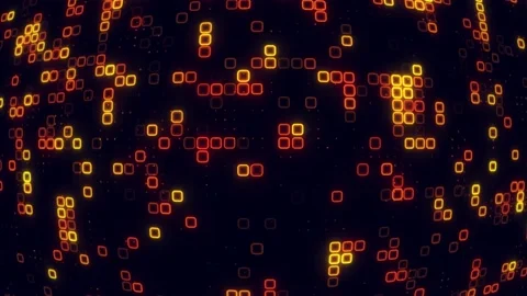 Digital orange cube pattern grid Dancing round cube Orange color neon futur.. 스톡 동영상 225664998