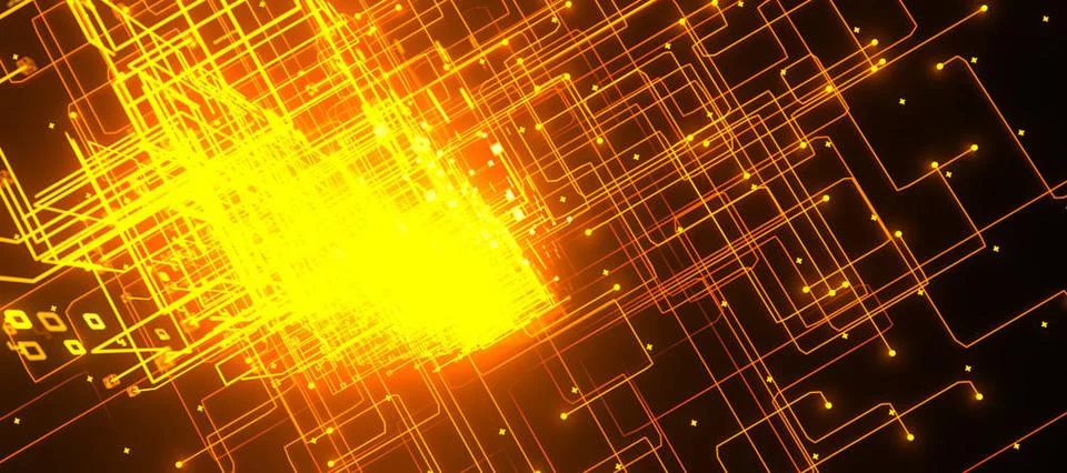 Digital Orange Database Concept Concept of big data, machine learning, AI ... Foto stock