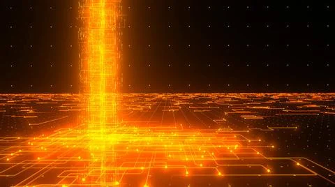 Digital Orange Database Concept Concept of big data, machine learning, AI ... Stock Photos