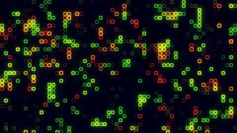 Digital orange green cube pattern grid. Dancing round cube Orange color neo.. Vídeos de archivo 225501796