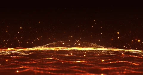 Digital orange particle wave with movement of abstract futuristic background Stock Footage 251001216