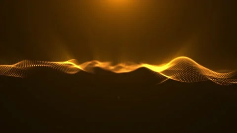 Digital orange particle waves and lights, animated technology background Stock Footage 199371110