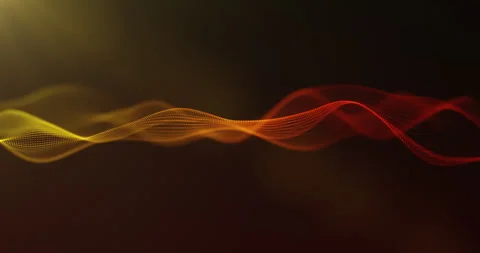 Digital orange particles wave with motion abstract futuristic background Stock Footage 240097855