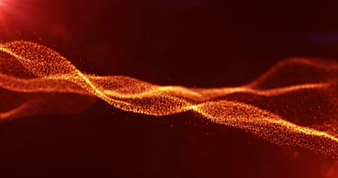 Digital orange particles wave with motion abstract futuristic background Stock Footage 246488970