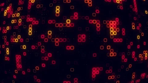 Digital Orange red cube pattern grid Dancing round cube Orange color neon f.. Stock Footage 225665265