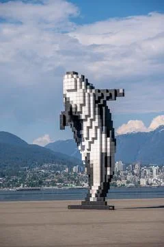 Digital Orca, statue of a pixelated orca Fotos de archivo
