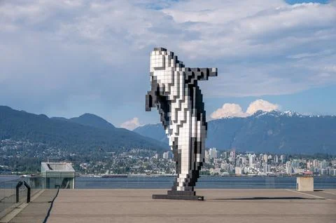 Digital Orca, statue of a pixelated orca Fotos de archivo