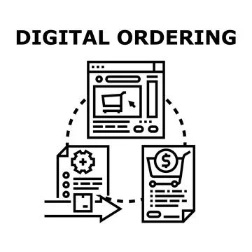 Digital ordering process with online shopping and secure payment Stock Illustration