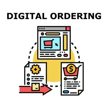 Digital ordering process with online shopping and secure payment Stock Illustration