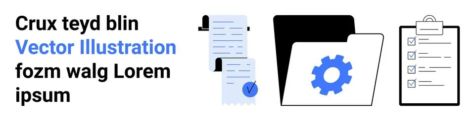 Digital organization, office processes, data management, workflow optimizatio Stock Illustration