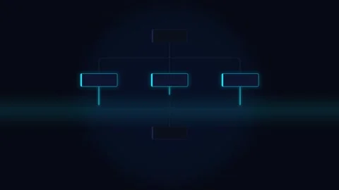 Digital organizational chart animation with glowing blue connection nodes a.. Stock Footage 337552568