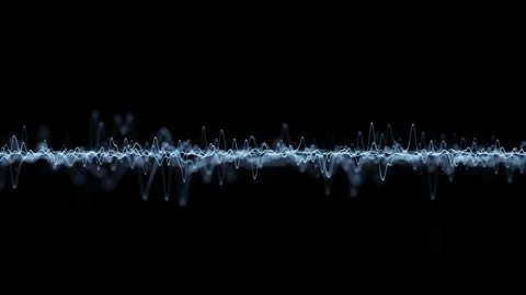 Digital oscillation wave lines on black loop background Stock Footage 340587865