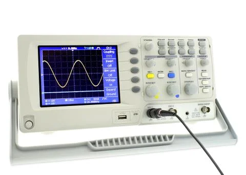 Digital oscillograph isolated on white background Stock Photos