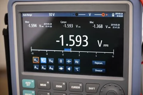 A Digital Oscilloscope Display Close-Up Foto stock