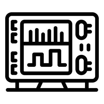 Digital oscilloscope showing waveforms and settings menu Stock Illustration