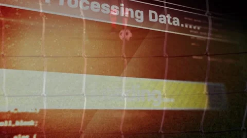 Digital overlay sliding in and bar filling, processing sports data and revealing Stock Footage 317206528