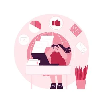 Digital overload abstract concept vector illustration. Stock Illustration