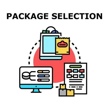 Digital package selection for e commerce deliveries Ilustración de archivo