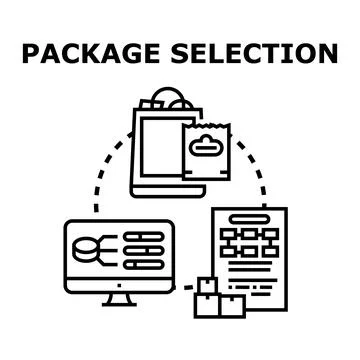 Digital package selection for e commerce deliveries Stock Illustration