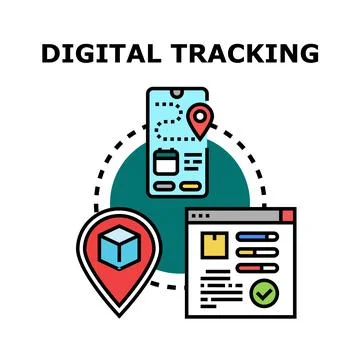Digital package tracking via mobile app concept 스톡 일러스트